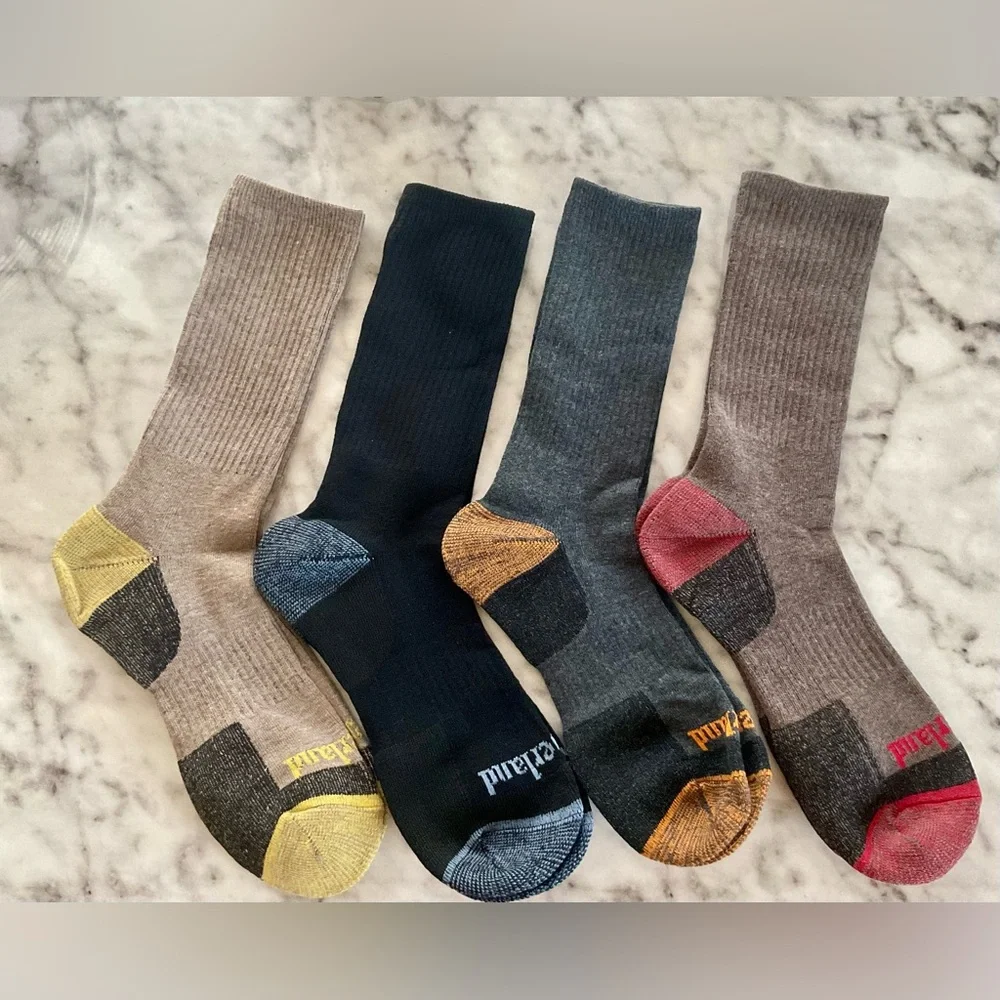 Timberland Unisex Cushioned Crew Socks 4 pairs-Wool Blend, Thermal Large
